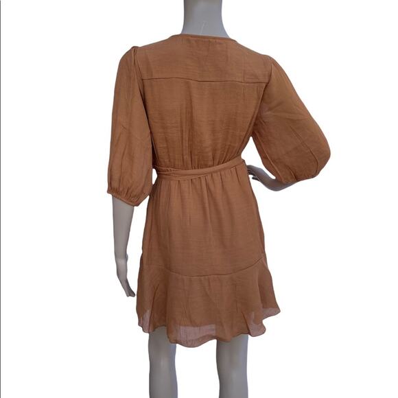 New Rebellion Again V-Neck Half Sleeves Belted A-Line Skater Mini Dress Size M - Picture 6 of 8